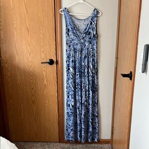 St. John's Bay Blue Patterned Maxi Dress